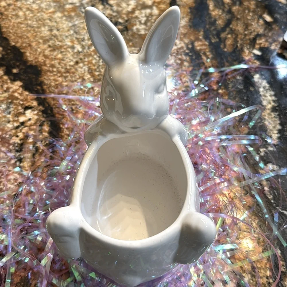 White Ceramic Bunny Decorative Bowl candy dish